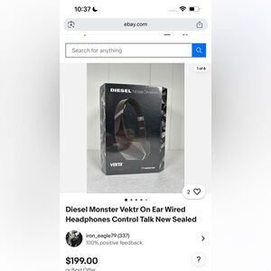 Diesel Monster Vektr Black Wired Headphones